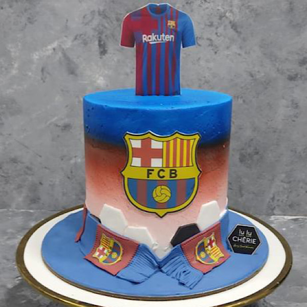 Barcelona Football Cake SG - Soccer Football cakes Singapore - River Ash  Bakery