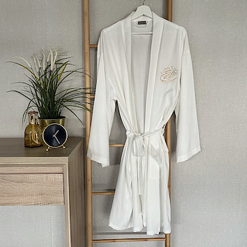 Linen Robe Off-White  (L-XL)