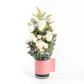 Pink Leather White Vase