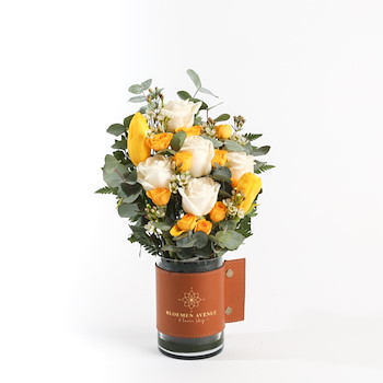 Yellow Brown Leather Vase