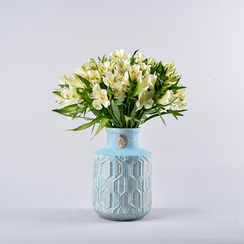 White In Blue Vase