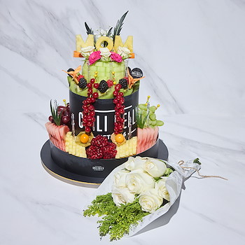 Mom Fruits Cake With Flowers