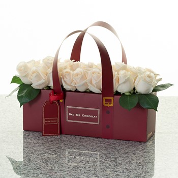 Maroon Bag White Roses  (1 Kg)