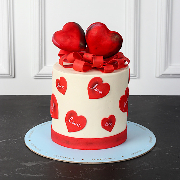 2 Tier Heart Love Fondant Cake - Tasty Treat Cakes